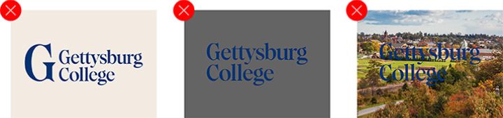 Gettysburg College wordmark incorrect usage