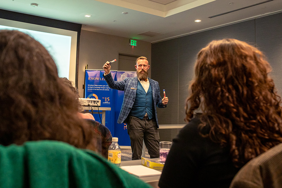 Prof. Kurt Andresen teaching on the science 