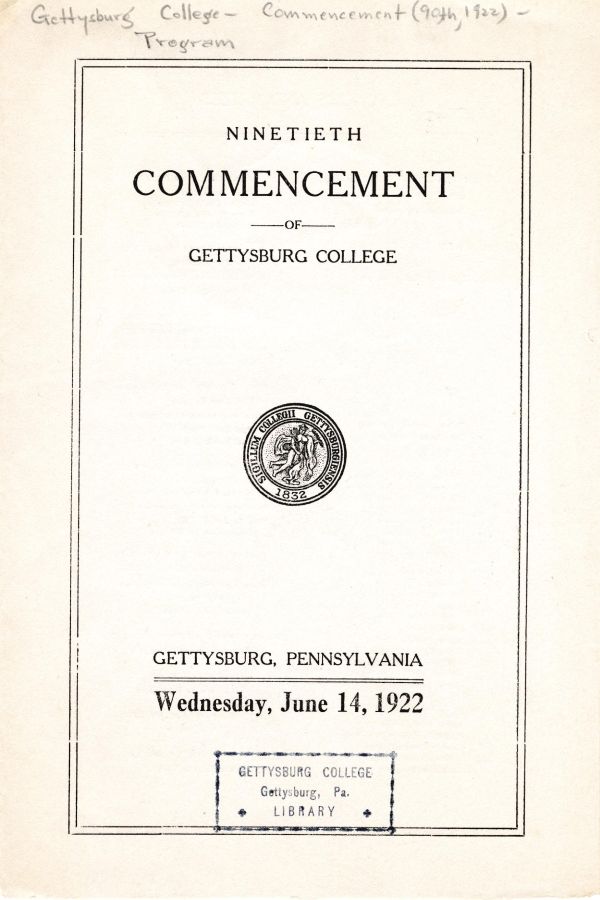 1922 Commencement cover