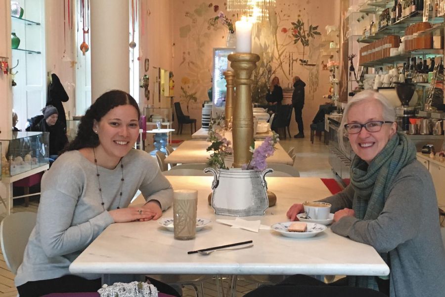 Prof. Cain speaks to Colleen Kolb ’17 in Copenhagen, Denmark.